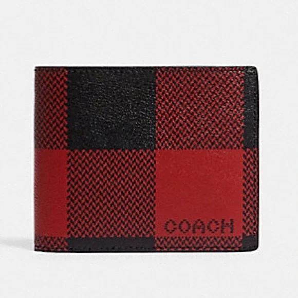 Buffalo plaid coach wallet sale